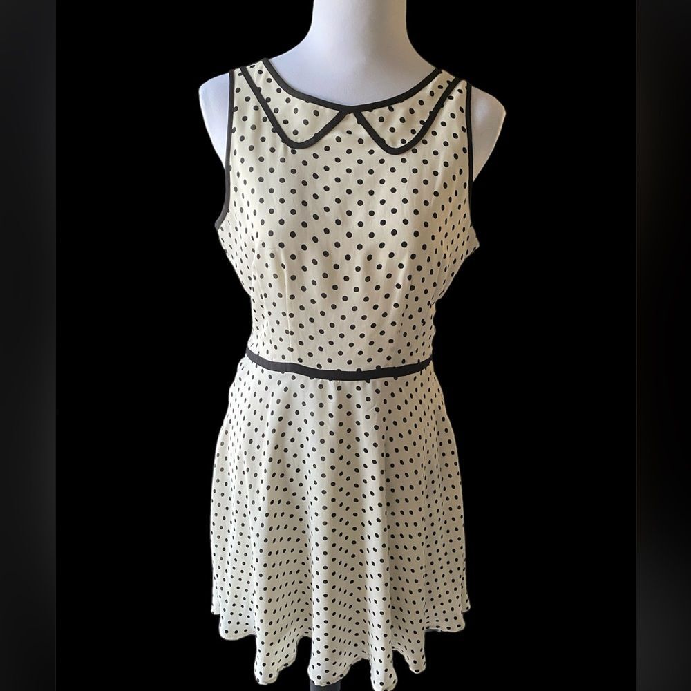 LC Lauren Conrad girly feminine retro polka dot fit n flare a-line knee length 8